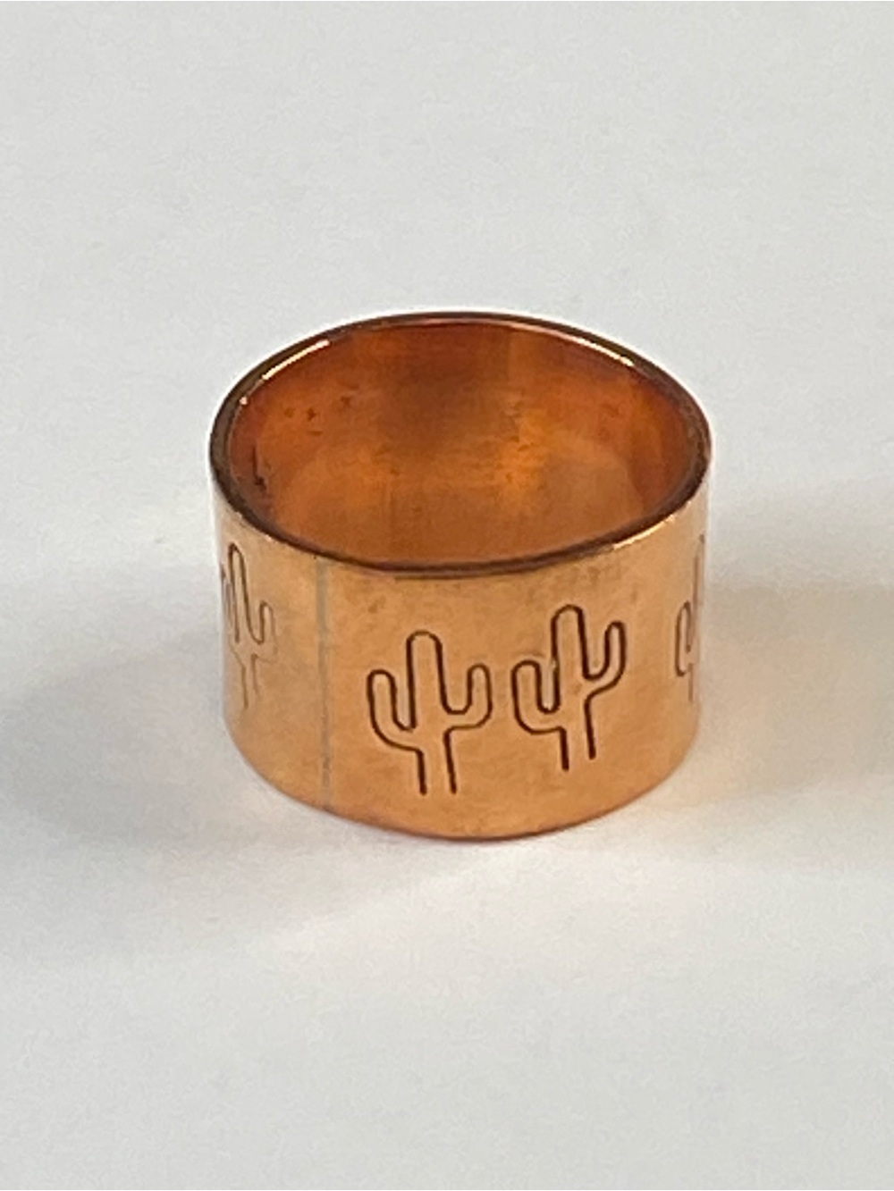 Solid Copper Size 6 Cactus Wide Band Ring Southwest Boho Cigar